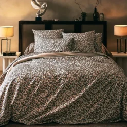 Drap plat percale de coton léopard