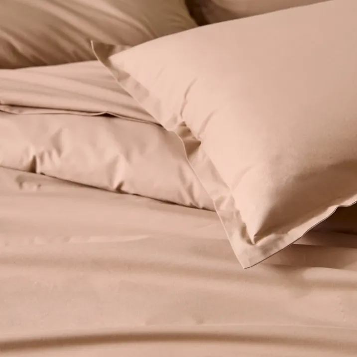 Drap plat piqué uni en percale de coton