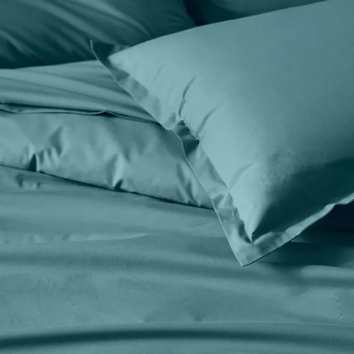 Drap plat piqué uni en percale de coton