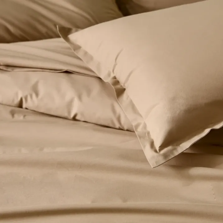 Drap plat piqué uni en percale de coton