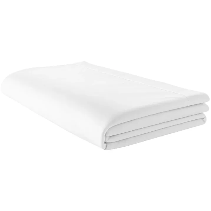 Drap plat piqué uni en percale de coton