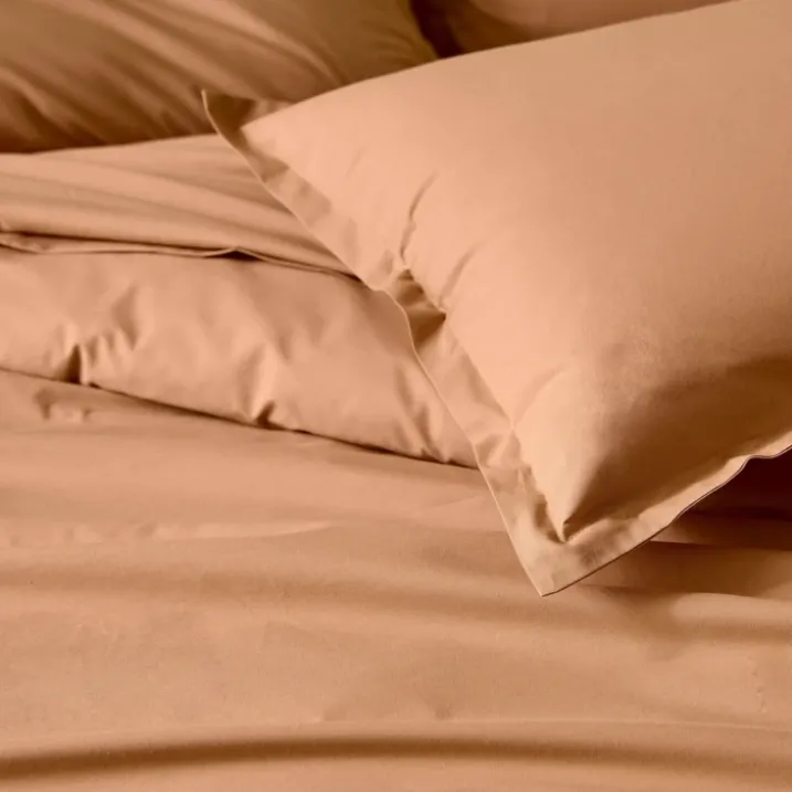 Drap plat piqué uni en percale de coton