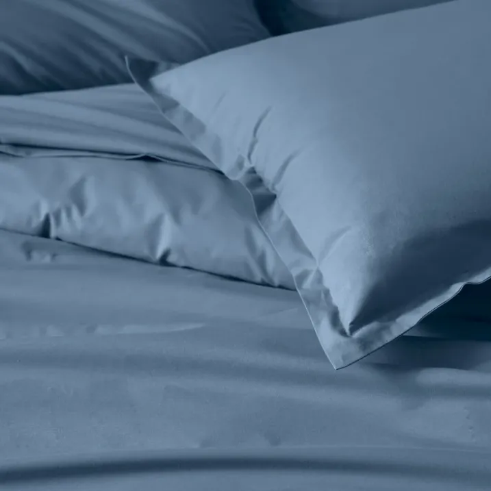 Drap plat piqué uni en percale de coton