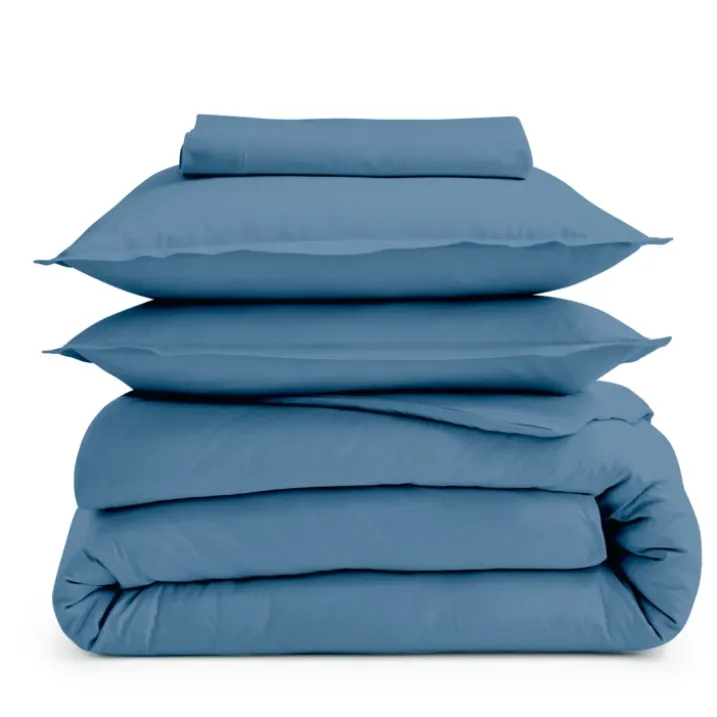Drap plat piqué uni en percale de coton