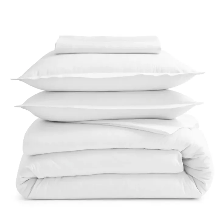 Drap plat piqué uni en percale de coton