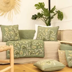 Édredon décoratif en polylin motif floral