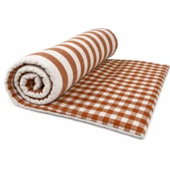 Édredon réversible coton flammé motifs rayures et vichy LOURMARIN