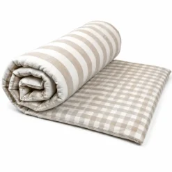 Édredon réversible coton flammé motifs rayures et vichy LOURMARIN
