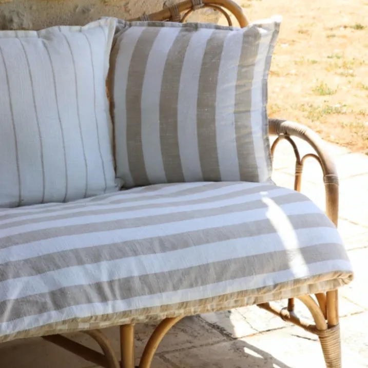 Édredon réversible coton flammé motifs rayures et vichy LOURMARIN
