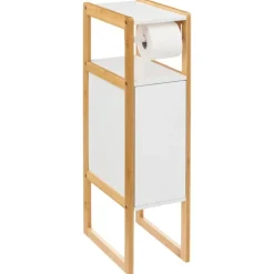 Dérouleur papier toilette avec rangement intégré en bois