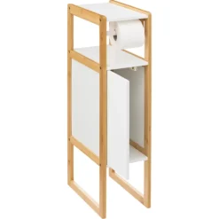 Dérouleur papier toilette avec rangement intégré en bois