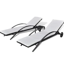 Duo de 2 chaises longue avec table basse