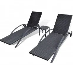 Duo de 2 chaises longue avec table basse