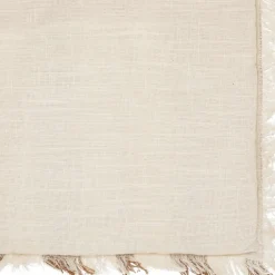 Edredon beige à franges