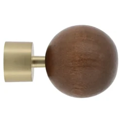Embout de tringle sphère en bois avec embrase métal