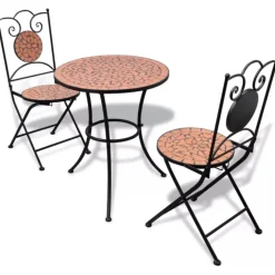 Ensemble bistro 3 à carreaux en céramique
