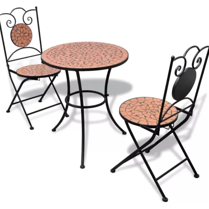 Ensemble bistro 3 à carreaux en céramique