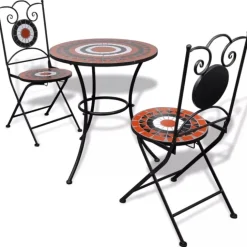 Ensemble bistro 3 à carreaux en céramique