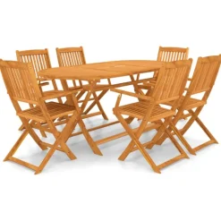 Ensemble de jardin pliable en acacia 7 pièces