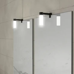 Ensemble de salle de bains avec 2 vasques et miroirs rectangulaires à led