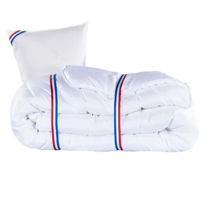 Ensemble literie avec matelas mémoire de forme 24 cm, sommier blanc, oreillers et couette