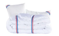 Ensemble literie avec matelas mémoire de forme 24 cm, sommier blanc, oreillers et couette