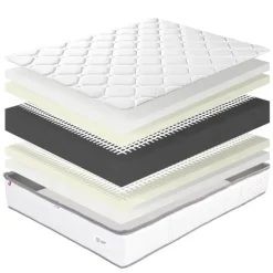 Ensemble literie ferme 20 cm en mousse haute densité avec sommier tapissier blanc