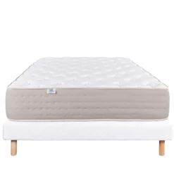 Ensemble literie ressorts ensachés 26 cm avec sommier bois massif blanc