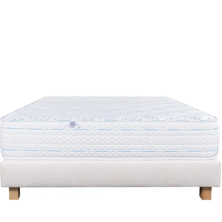 Ensemble matelas mémoire de forme 24 cm avecsommier beige