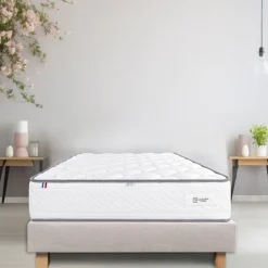Ensemble matelas mousse 20 cm et sommier beige