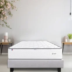 Ensemble matelas mousse 20 cm et sommier gris