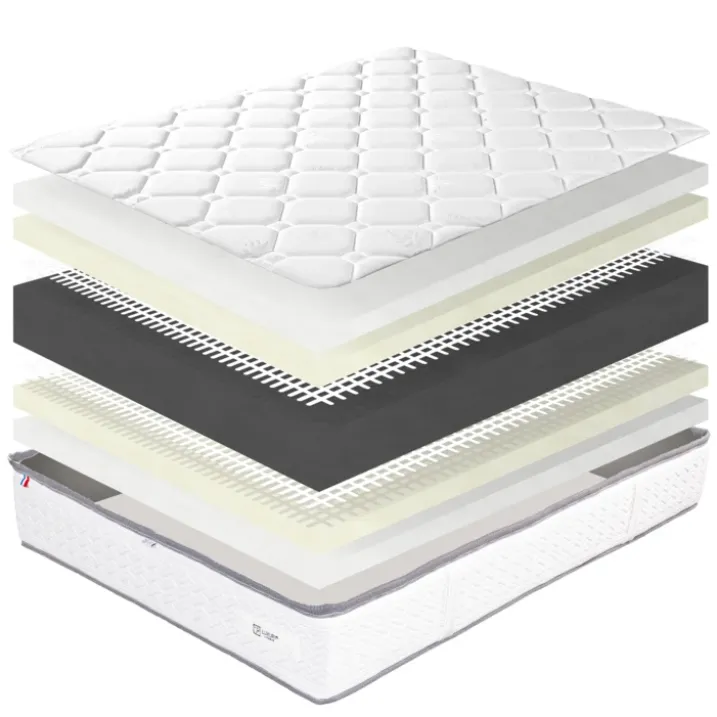 Ensemble matelas mousse 20 cm et sommier gris