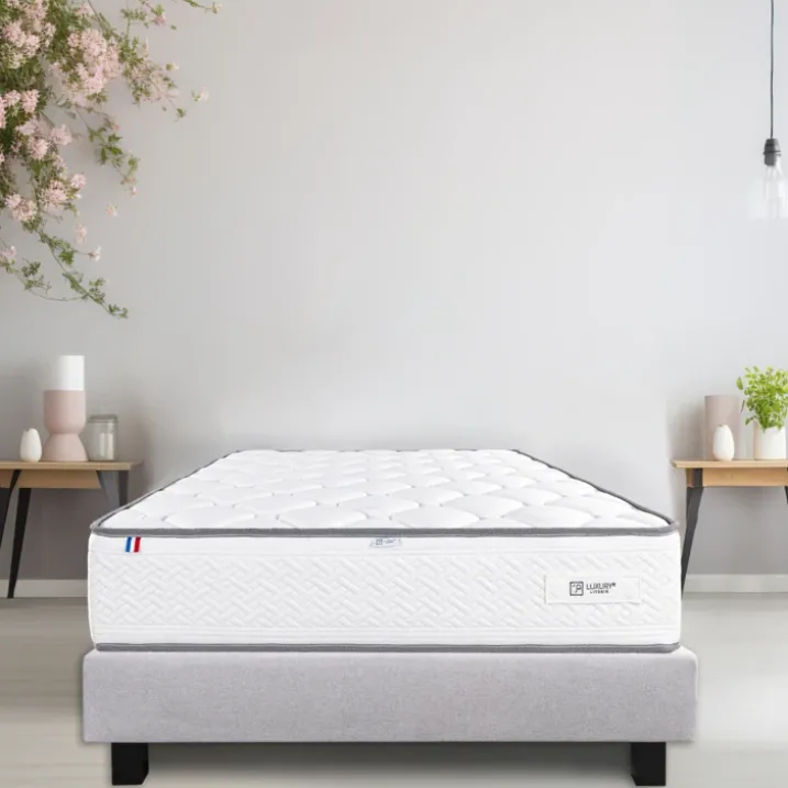 Ensemble matelas mousse 20 cm et sommier gris