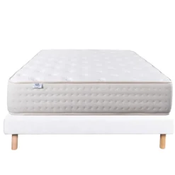 Ensemble matelas mousse mémoire de forme 26 cm et sommier blanc