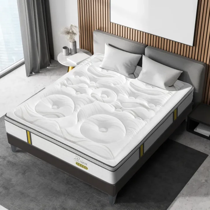 Ensemble matelas ressorts ensachés et sommier en bois