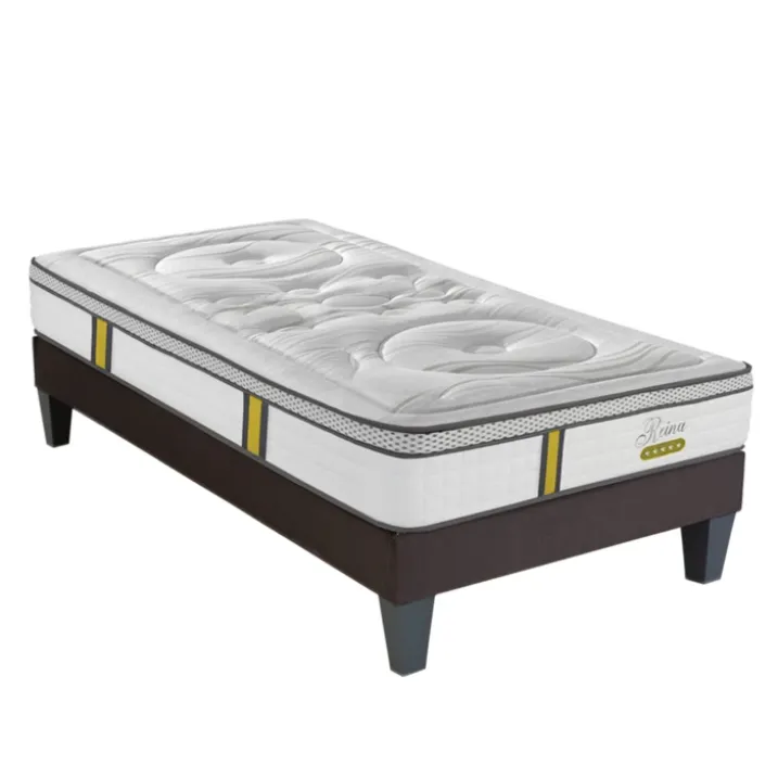 Ensemble matelas ressorts ensachés et sommier en bois