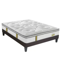 Ensemble matelas ressorts ensachés et sommier en bois