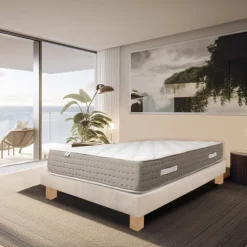Ensemble matelas ressorts ensachés 26 cm et sommier beige