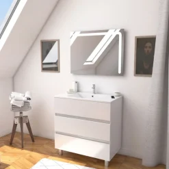 Ensemble meuble vasque et miroir à led