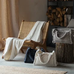Ensemble plaid et sac doux côtelé