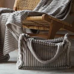 Ensemble plaid et sac doux côtelé
