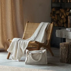 Ensemble plaid et sac doux côtelé