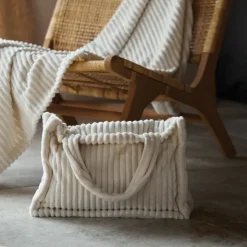 Ensemble plaid et sac doux côtelé