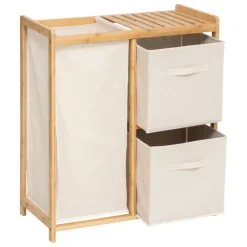Etagère bambou panier à linge