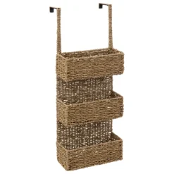 Etagère de porte 3 paniers tressés roseau