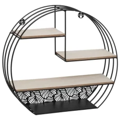 Etagère ronde en bois et métal