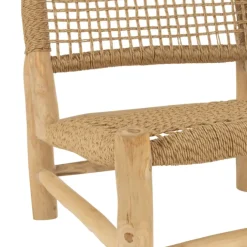 Fauteuil bas en bois et tressage