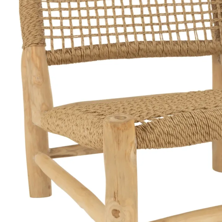 Fauteuil bas en bois et tressage