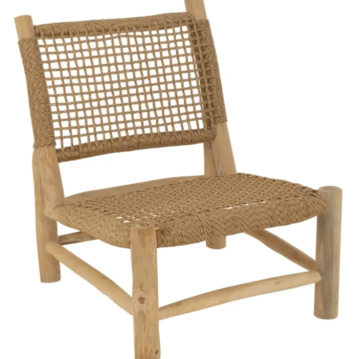 Fauteuil bas en bois et tressage