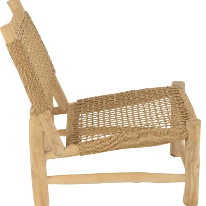 Fauteuil bas en bois et tressage